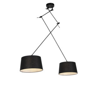 Závěsná lampa s lněnými odstíny černá 35 cm – Blitz II černá