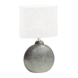 Stolní lampa Tobse stříbrná antik/bílá výška 39 cm