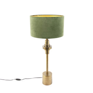 Stolní lampa ve stylu art deco se sametovým odstínem zelené 35 cm – Diverso