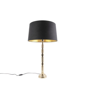 Stolní lampa ve stylu art deco zlatá s odstínem černé bavlny 45 cm - Torre