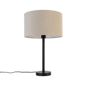 Moderní stolní lampa černá se stínítkem světle hnědá 35 cm – Simplo