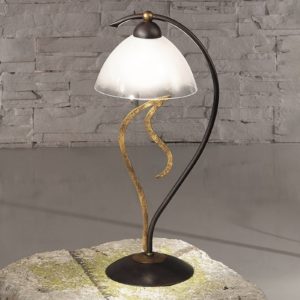 Stolní lampa Amabile, rezavá-zlatá, stínidlo sklo