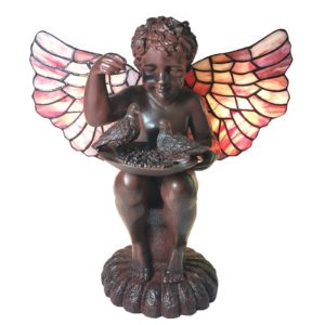 Stolní lampa 5LL-6049 anděl ve stylu Tiffany