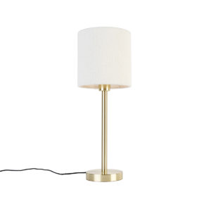 Klasická stolní lampa mosazná se stínítkem bílá 20 cm – Simplo