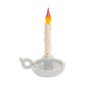 LED deko stolní lampa Grimm Bugia tvar svíčky bílá