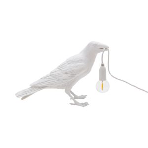 LED deko stolní lampa Bird Lamp, čekající, bílá