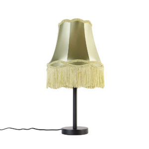 Klasická stolní lampa černá se stínidlem babička zelená 30 cm – Simplo