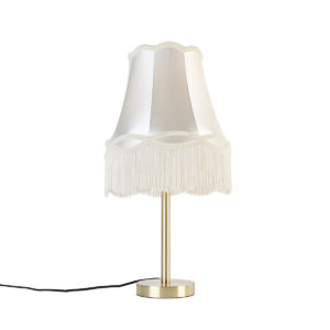 Klasická stolní lampa mosazná s odstínem babička krémová 30 cm – Simplo