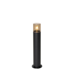 Stojací venkovní lampa černá s kouřovým stínidlem 50 cm – Odense