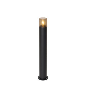 Stojací venkovní lampa černá s kouřovým stínidlem 70 cm – Odense