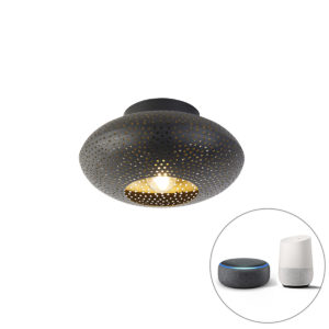 Smart plafondlamp zwart met goud 25 cm incl. Wifi A60 – Radiance