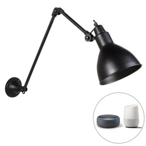 Smart wandlamp zwart verstelbaar incl. Wifi A60 – Wye