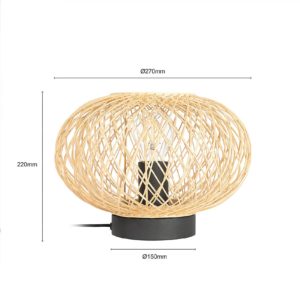 Lindby Solvira stolní lampa, bambus, kulatá