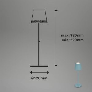 LED stolní lampa Kiki s baterií 3 000K, modrá