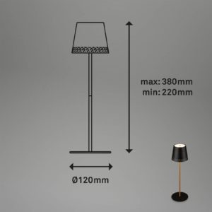 LED stolní lampa Kiki s baterií 3000K černá/zlatá