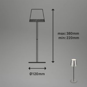 LED stolní lampa Kiki s baterií 3000K stříbrná