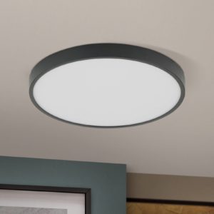 LED stropní světlo Bully v černé, 3 000 K, Ø28cm