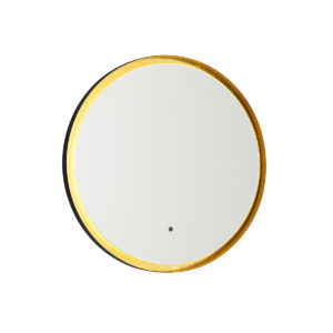 Koupelnové zrcadlo černé se zlatem včetně LED a dotykového stmívače – Pim