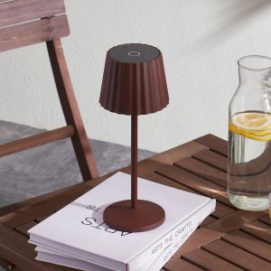 Lindby Esali LED stolní lampa na baterii, vínová