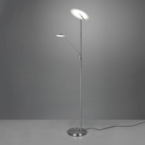 LED stojací lampa Brantford, lampa na čtení nikl