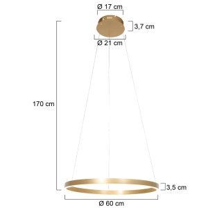 LED závěsné světlo Ringlux, Ø60cm, 2 zdroje, zlatá