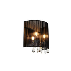 Klasická nástěnná lampa chrom s černým odstínem – Ann-Kathrin 2