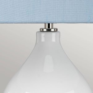 Textilní stolní lampa Isla leštěný nikl/modrá
