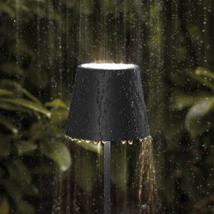 LED stolní lampa Nuindie aku, kulatá, 38cm, černá