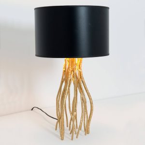 Černá stolní lampa Capri, kulatá, výška 44 cm