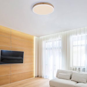 LED stropní světlo Doro Ø 45 cm tmavé dřevo/bílá