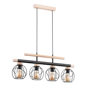 Trendy závěsné svítidlo Basket ze dřeva, čtyři světla