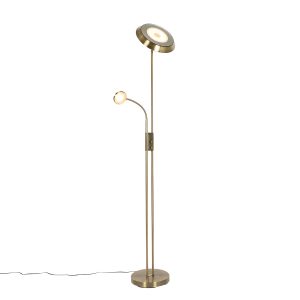Bronzová stojací lampa včetně LED a stmívače s lampičkou na čtení - Fez