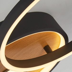 Stropní svítidlo LED Curio Flush, vzhled dřeva