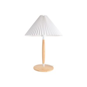 Stolní lampa Lucande Ellorin, dřevo, textilní stínidlo