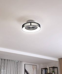 Stropní ventilátor Lindby LED Mace, černý, tichý, Ø 47 cm