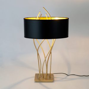 Oválná stolní lampa Elba, zlatá/černá, výška 75 cm, železo