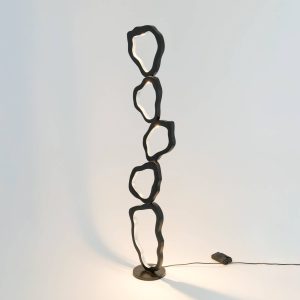 Stojací lampa LED Infernale, černá/stříbrná, 5 světel, železo