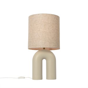 Designová stolní lampa béžová s béžovým plátěným stínidlem – Lotti